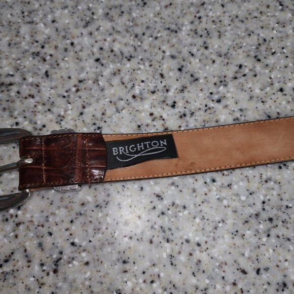 Brighton Brown Leather Belt with Silver Buckle Size M